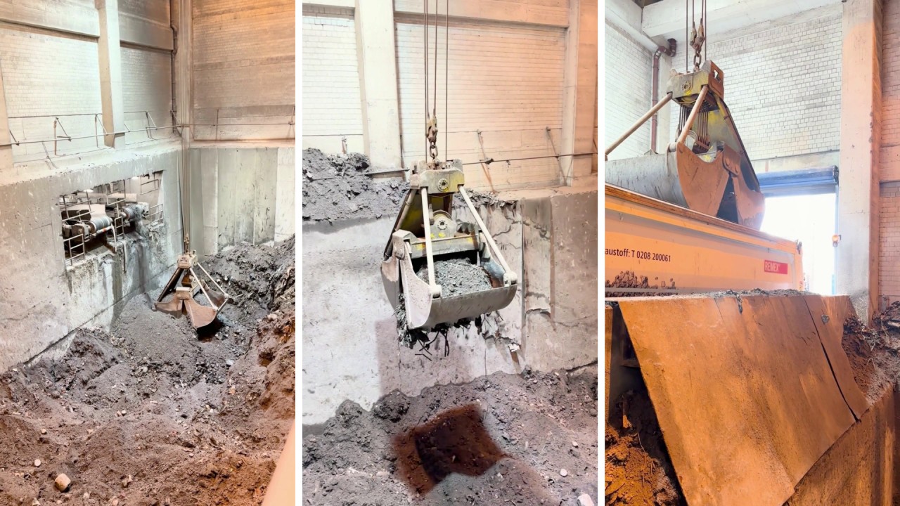 Rostasche im Bunker der MVA